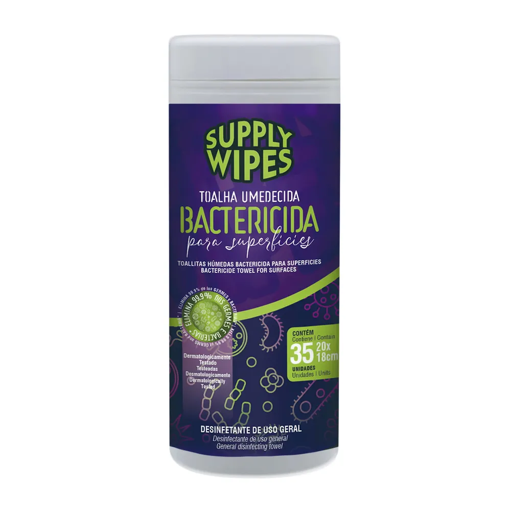 Toalha Umedecida Supply Wipes Bactericida com 35 Unidades