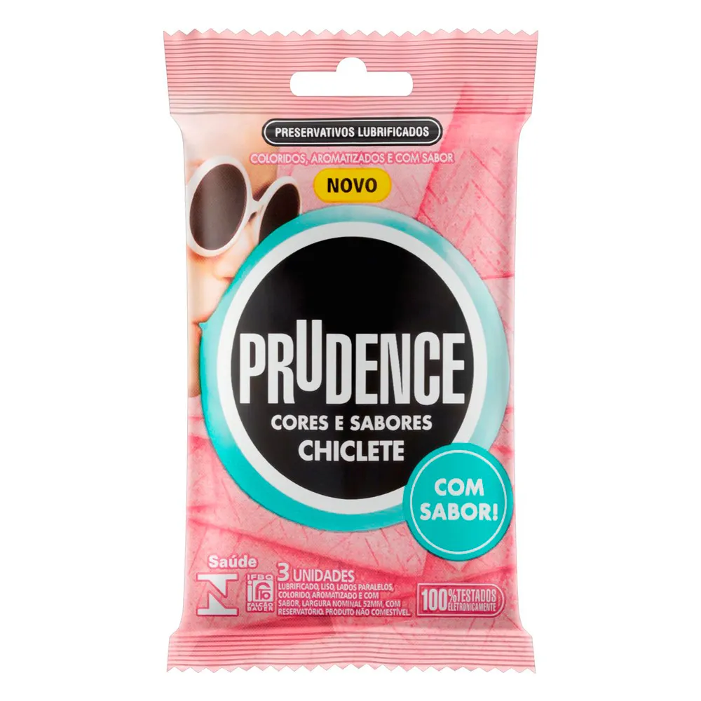 Preservativo Prudence Cores e Sabores Chiclete 3 Unidades