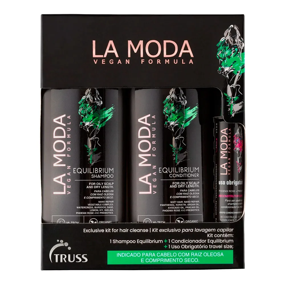 kit Truss La Moda Equilibrium Shampoo 300ml + Condicionador 300ml + Mini Leave In Uso Obrigatório 30ml