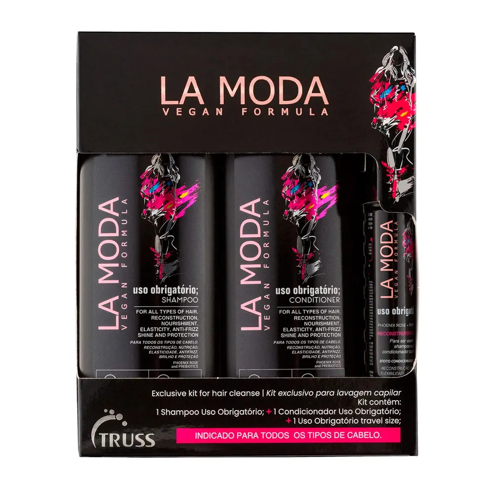 kit Truss La Moda Uso Obrigatório Shampoo 300ml + Condicionador 300ml + Mini Leave In 30ml