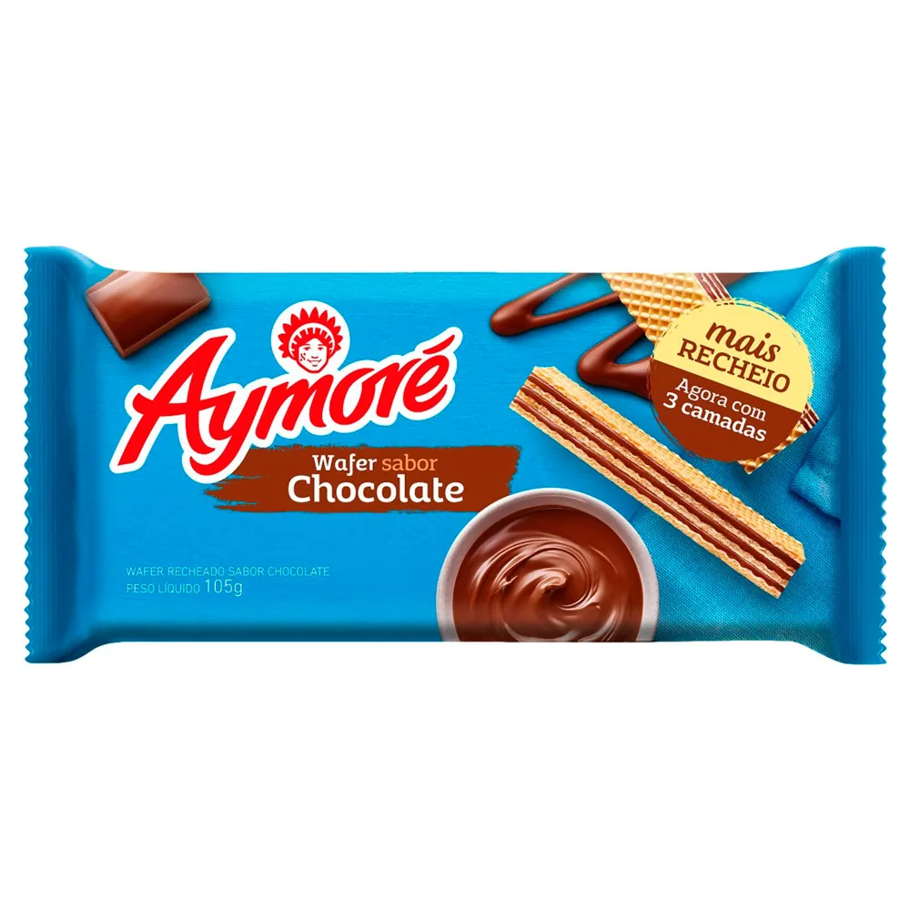 Biscoito Aymoré Wafer Sabor Chocolate com 105g
