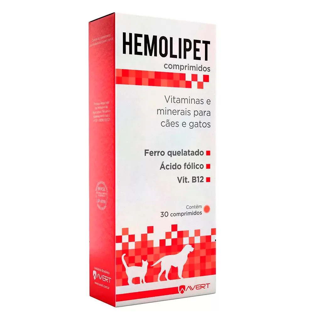 Hemolipet Suplemento Vitamínico para Cães e Gatos 30 Comprimidos