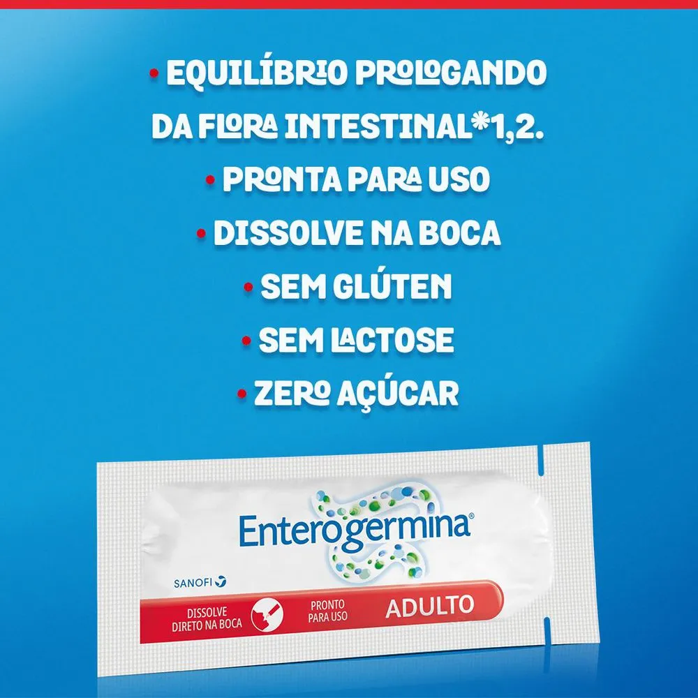 Probiótico Enterogermina Adulto Sabor Laranja com 9 Sachês de 2g cada