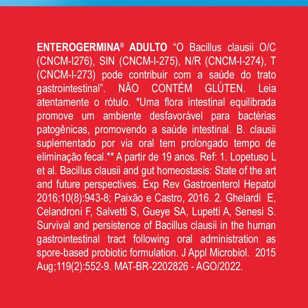 Probiótico Enterogermina Adulto Sabor Laranja com 9 Sachês de 2g cada