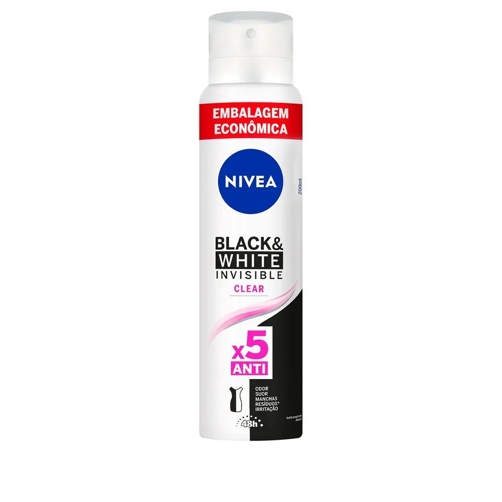 Desodorante Nivea Invisible Black & White Clear 200ml Frente