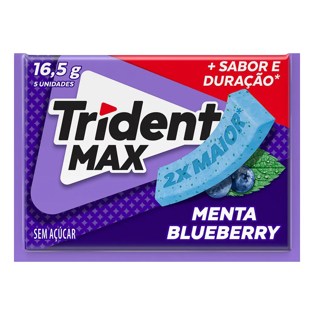 Chiclete Trident Max Menta Blueberry Zero Açúcar 16,5g
