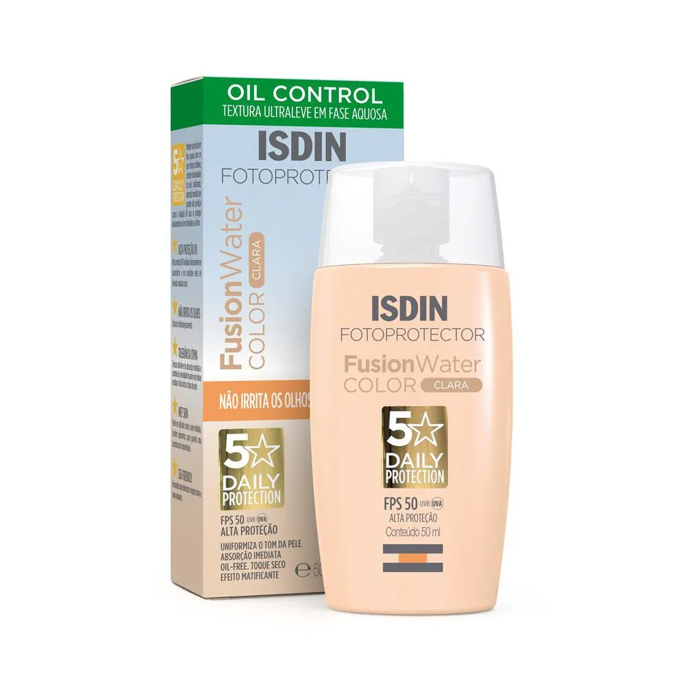 Protetor Solar Facial Isdin Fusion Water 5 Stars Color FPS 50 Cor Clara ...