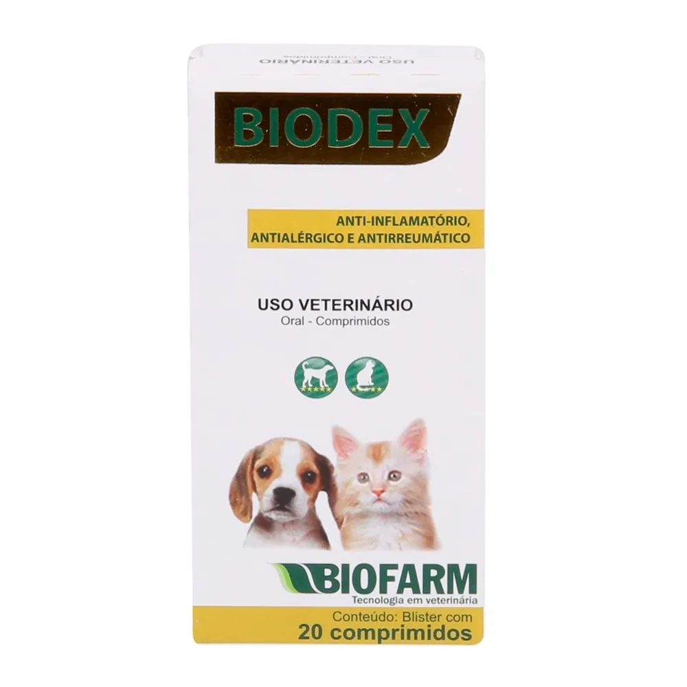 Biodex para Cães e Gatos Uso Veterinário com 20 Comprimidos