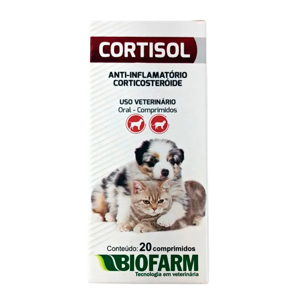 Cortisol para Cães e Gatos Uso Veterinário com 20 Comprimidos