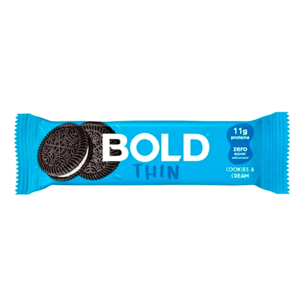 Barra de Proteína Bold Thin Sabor Cookies & Cream 11g de Proteína Zero Açúcar com 40g