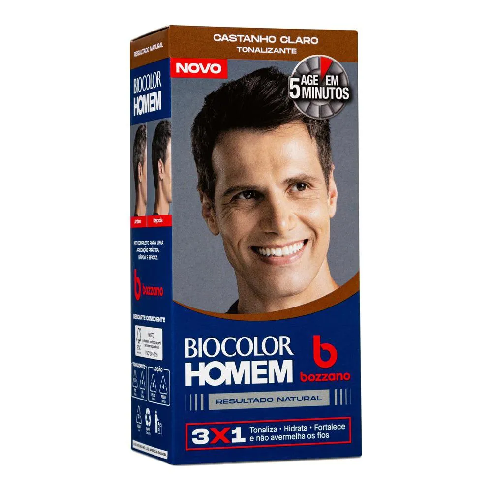 Tonalizante de Cabelo Masculino Biocolor Homem Bozzano Castanho Claro