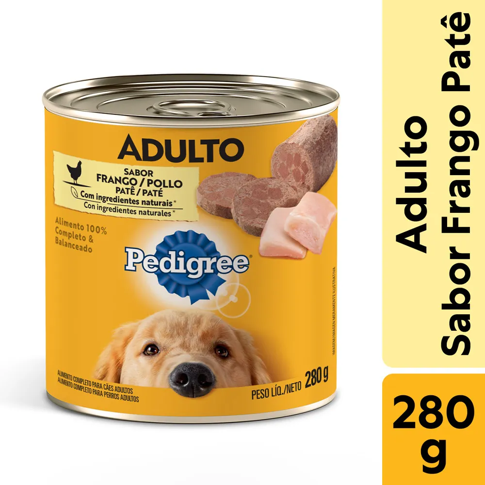 Ração para Cães Pedigree Adultos Lata Sabor Frango 280g - Drogaria
