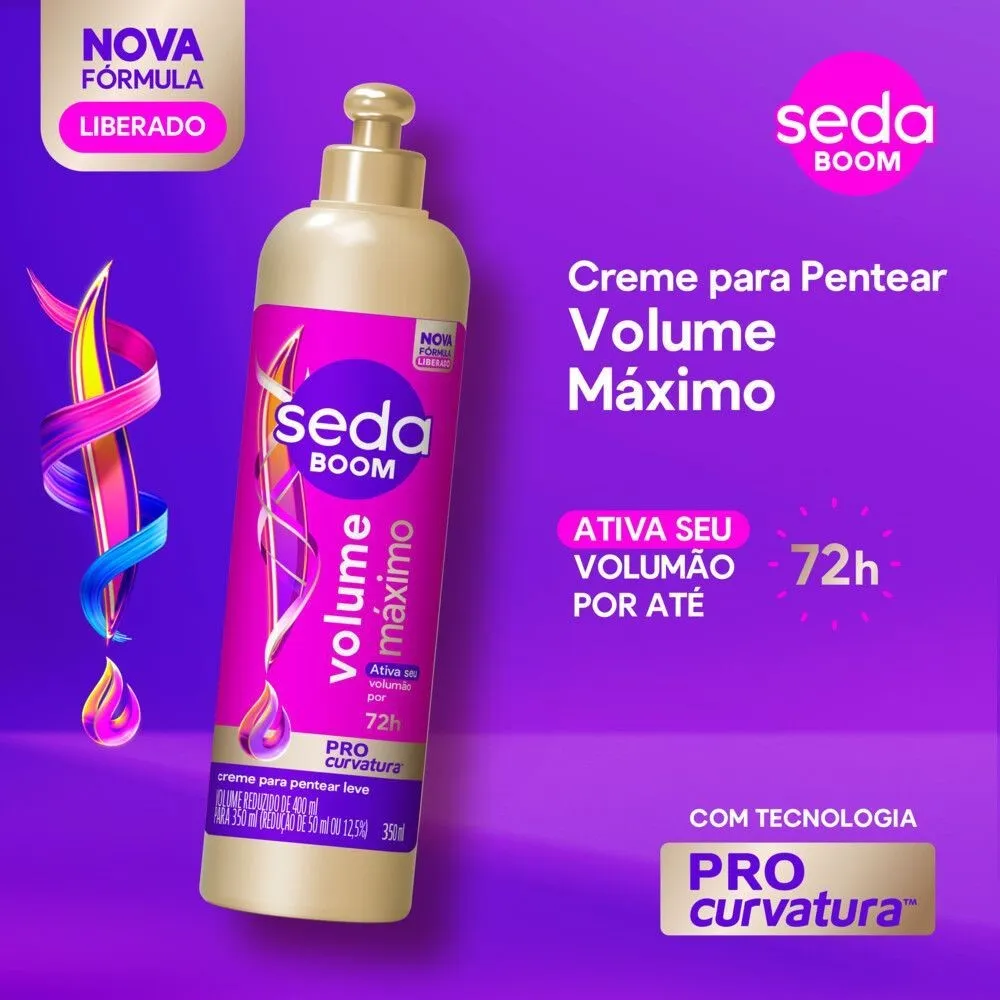 Creme para Pentear Leve Seda Boom Pro Curvatura Volume Máximo 350ml