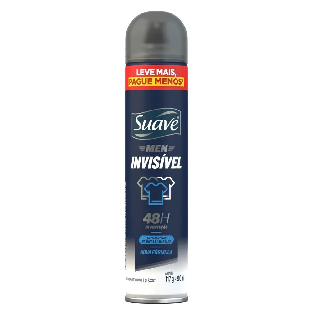 Desodorante Suave Men Invisible Aerosol Antitranspirante 48h 200ml Leve Mais Pague Menos