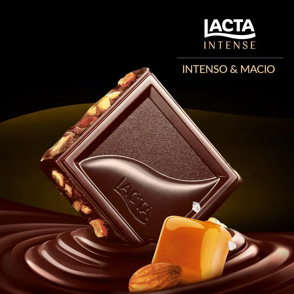 Chocolate Lacta Intense Nuts 40% Cacau Amêndoas e Caramelo Salgado 85g