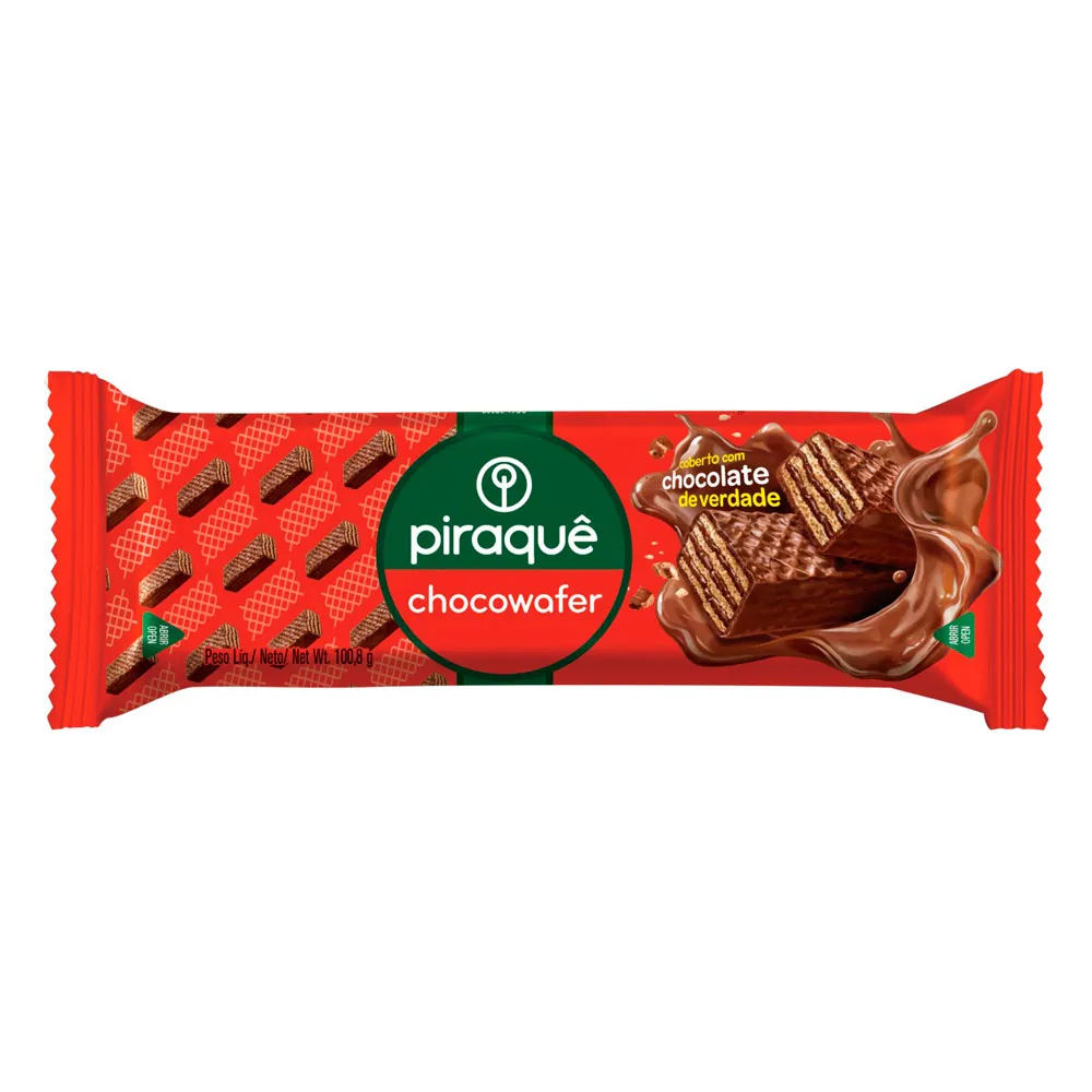 Biscoito Wafer Piraquê Chocowafer Recheio e Cobertura Chocolate 100,8g