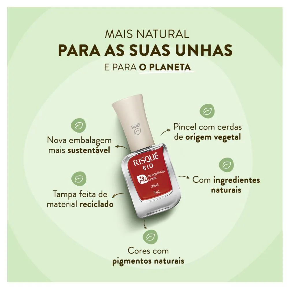 Esmalte Risqué Bio Vermelho Cremoso Canela 9ml