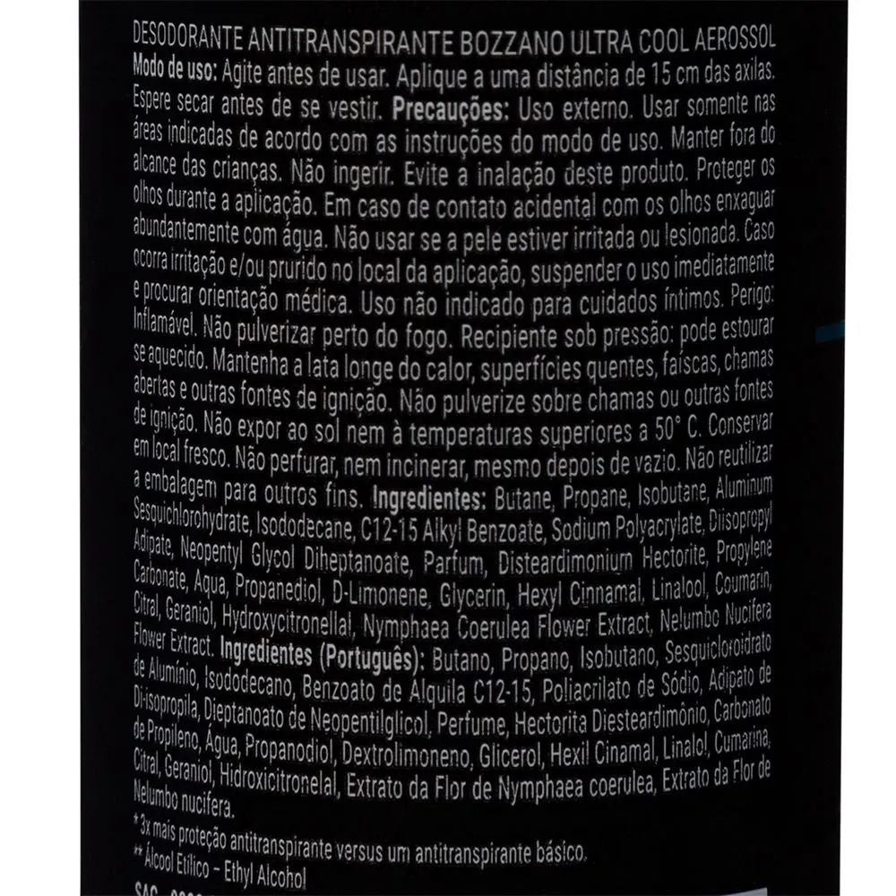 Desod. Clinical U. C. Antitranspirante Aerossol Bozzano Masc. 150ml