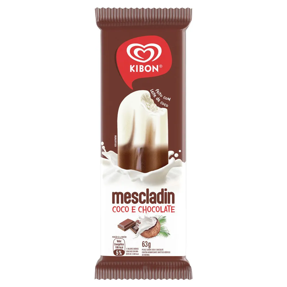 Picolé Kibon Mescladin Coco e Chocolate 63g