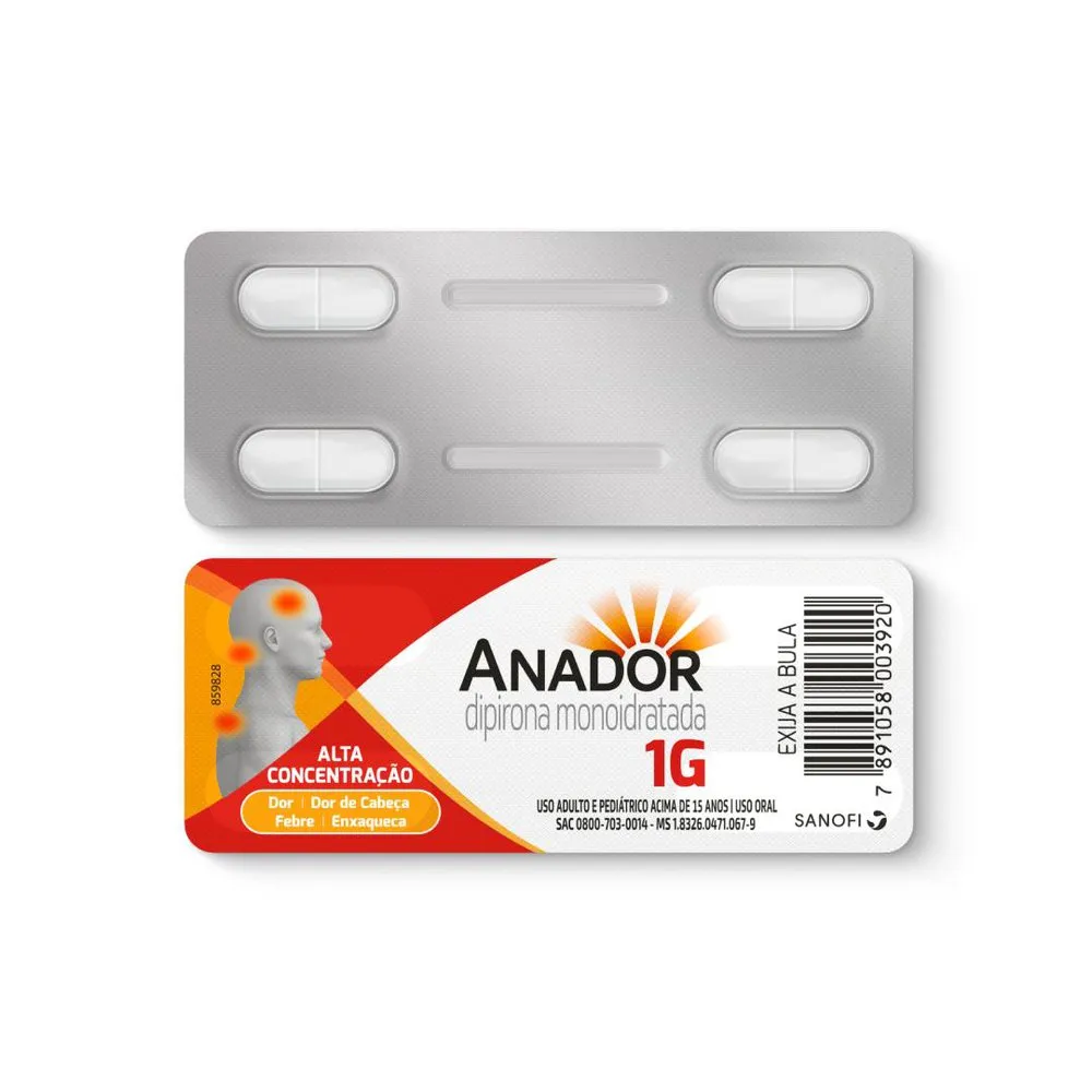 Anador 1g 4 Comprimidos Frente