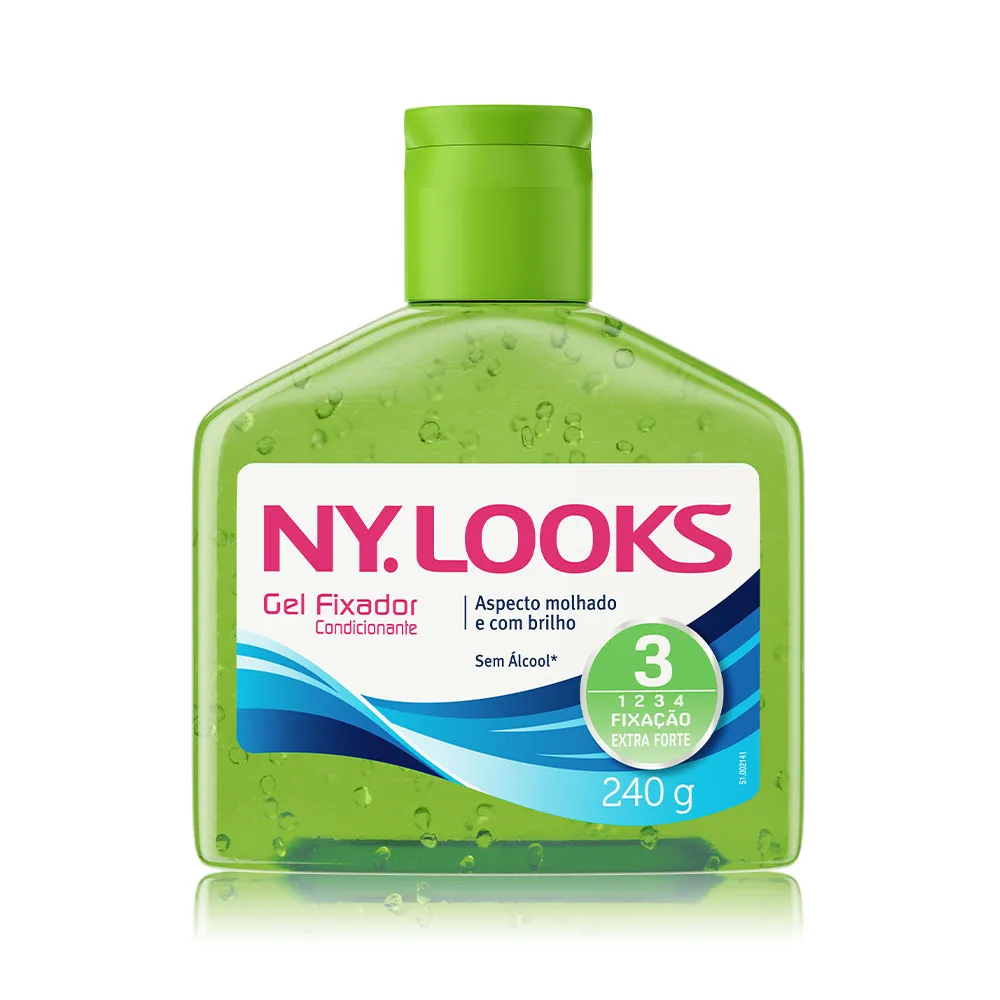 Gel Ny Looks Fixação Extra Forte 3 Sem Álcool com 240g