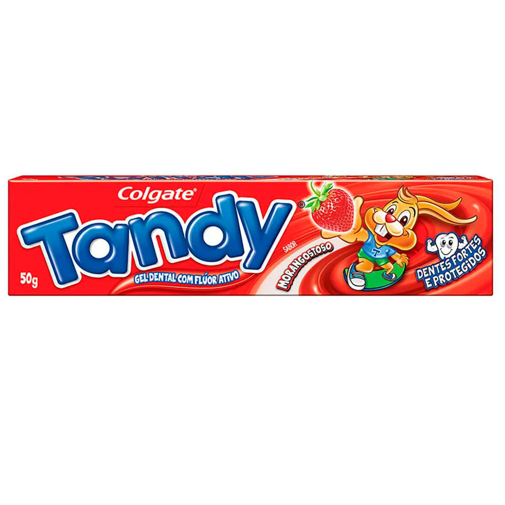 Gel Dental Infantil Tandy com Flúor Ativo Sabor Morangostoso 50g