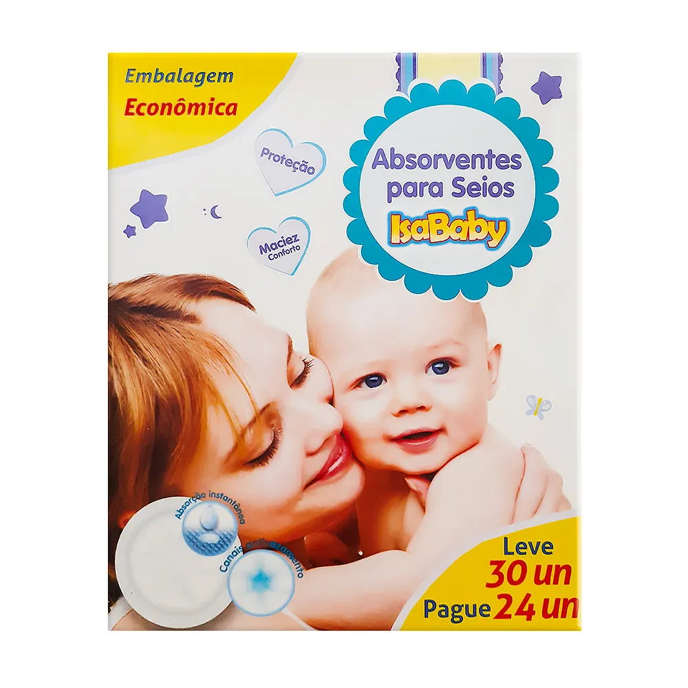 Absorvente para Seios IsaBaby Leve 30 Pague 24 Unidades