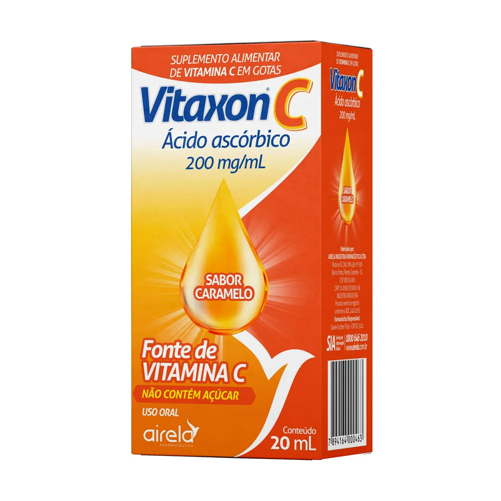 Vitamina C Vitaxon C 200mg/ml Sabor Caramelo Gotas 20ml