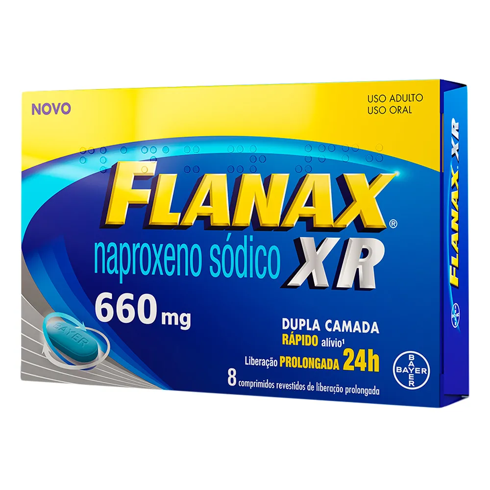 Flanax XR 660mg Bayer Analgésico com 8 Comprimidos Revestidos de Liberação Prolongada