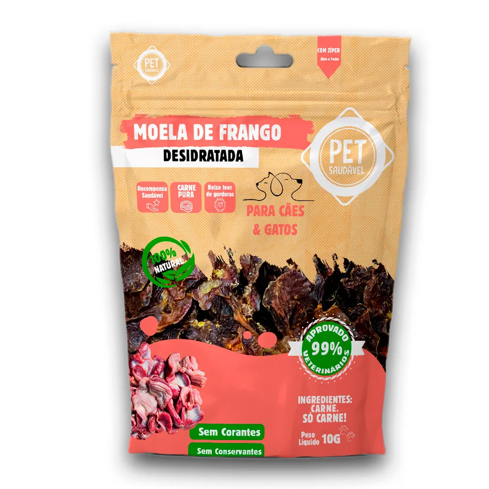 Petisco para Cães Pet Saudável Moela de Frango Desidratada 10g