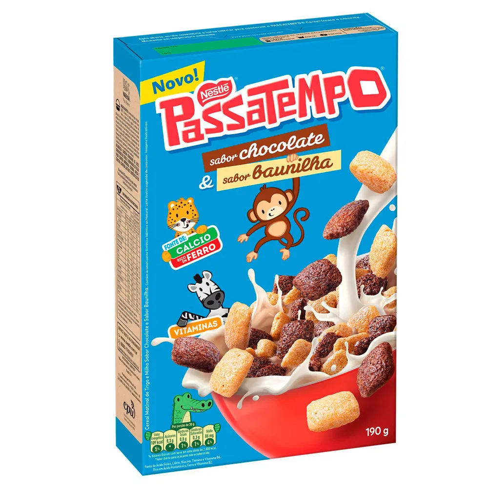 Cereal Matinal Nestlé Passatempo Chocolate e Baunilha 190g
