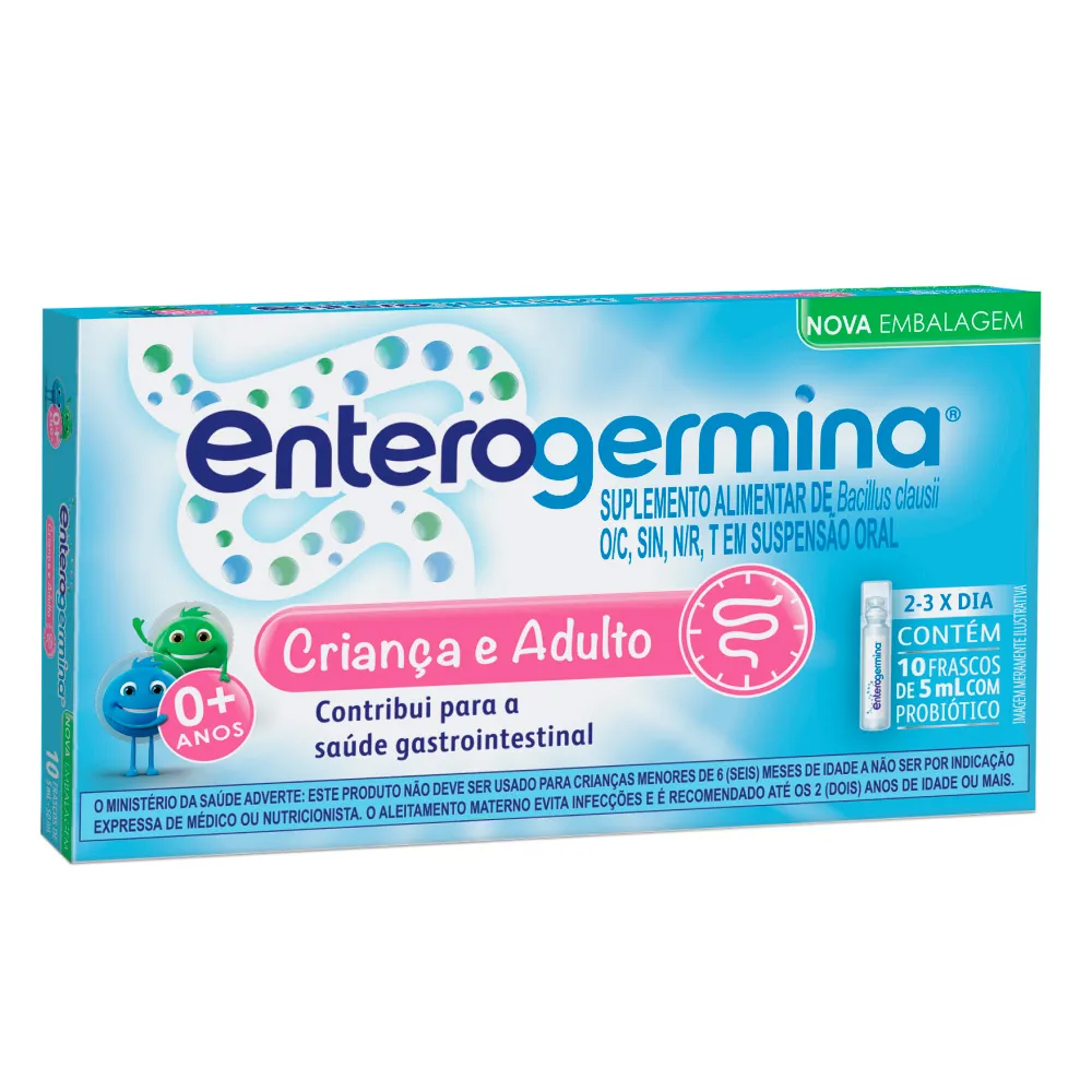 Probiótico Enterogermina Criança e Adulto 10 Frascos de 5ml Cada ...