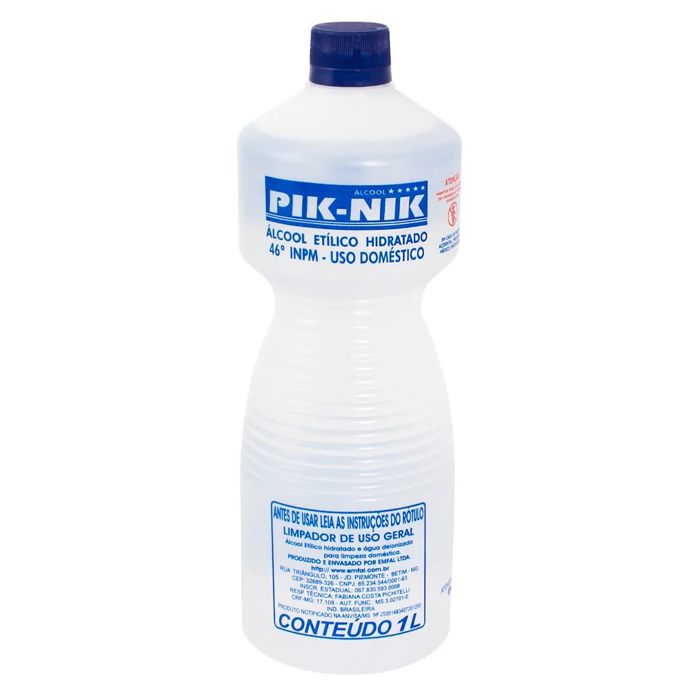 Álcool Etílico Hidratado Pik-Nik 46° INPM com 1 Litro