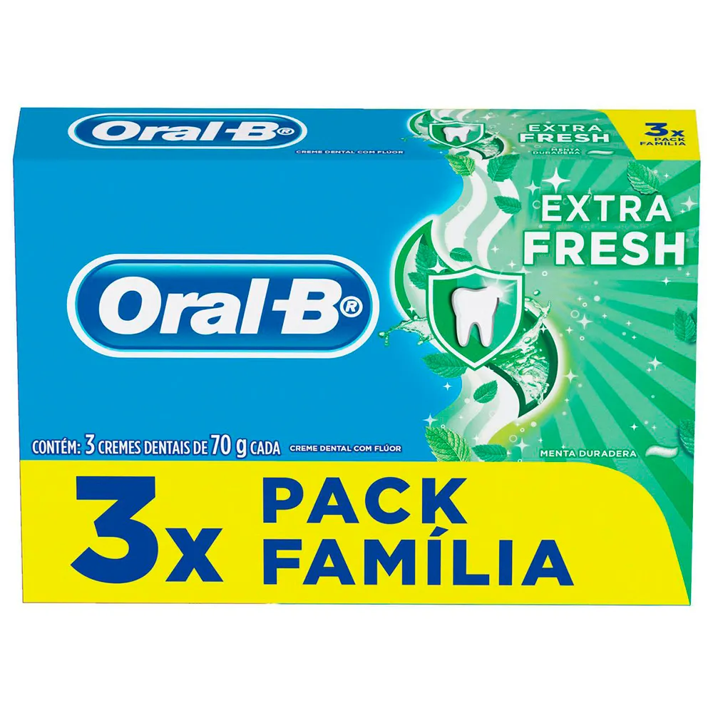 Creme Dental Oral-B Extra Fresh Pack Família 3 Unidades 70g Cada