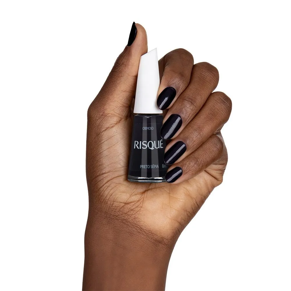 Esmalte Risqué Escuro Cremoso Preto Sépia 8ml