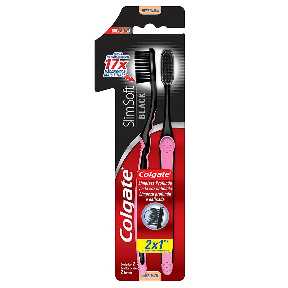 Escova Dental Colgate Slim Soft Black Macia Cores Sortidas Leve 2 Pague ...