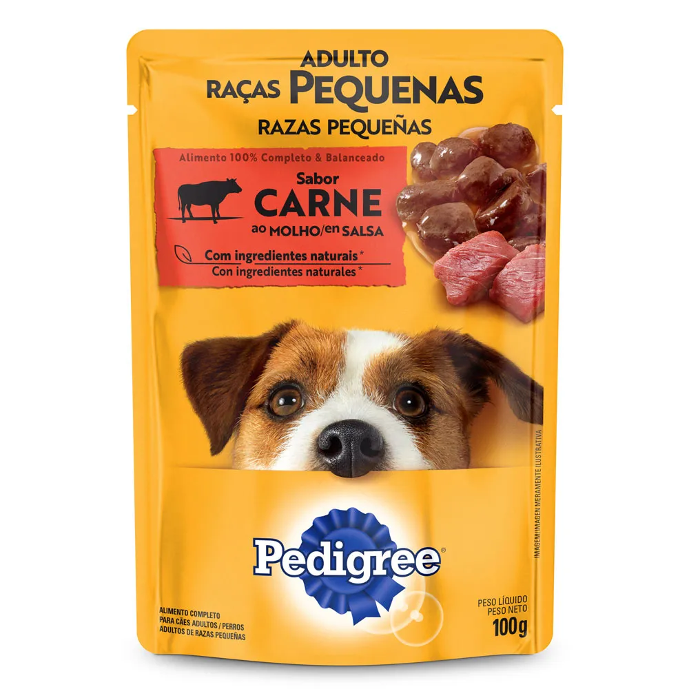 Ração Úmida para Cachorro Pedigree Adulto Raças Pequenas Sabor Carne ao Molho em Sachê 100g