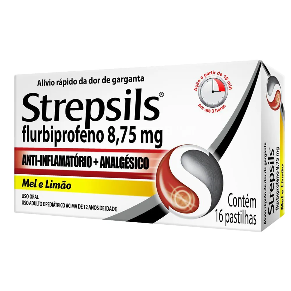 Pastilhas para Garganta Strepsils Sabor Mel e Limão 16 Pastilhas