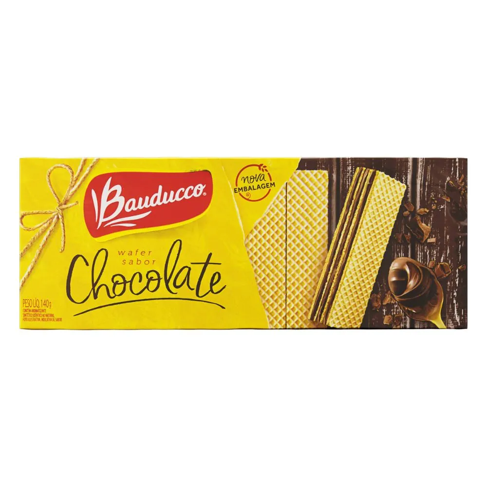 Biscoito Wafer Bauducco Sabor Chocolate com 140g