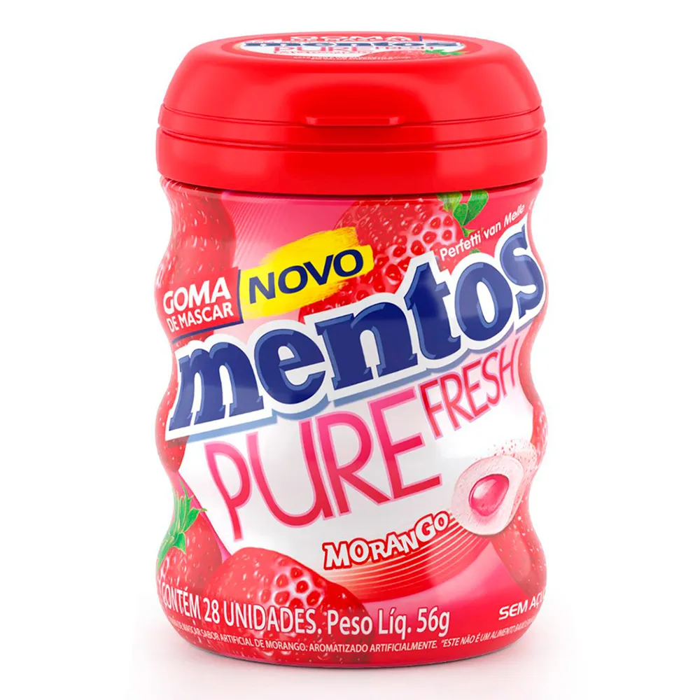 Chiclete Mentos Pure Fresh Morango 56g