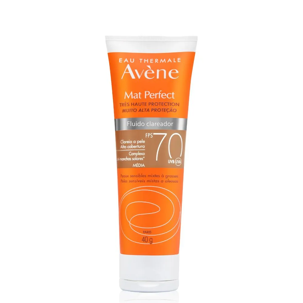 Protetor Solar Avène Mat Perfect Fluido Clareador FPS 70 Cor Média 40g