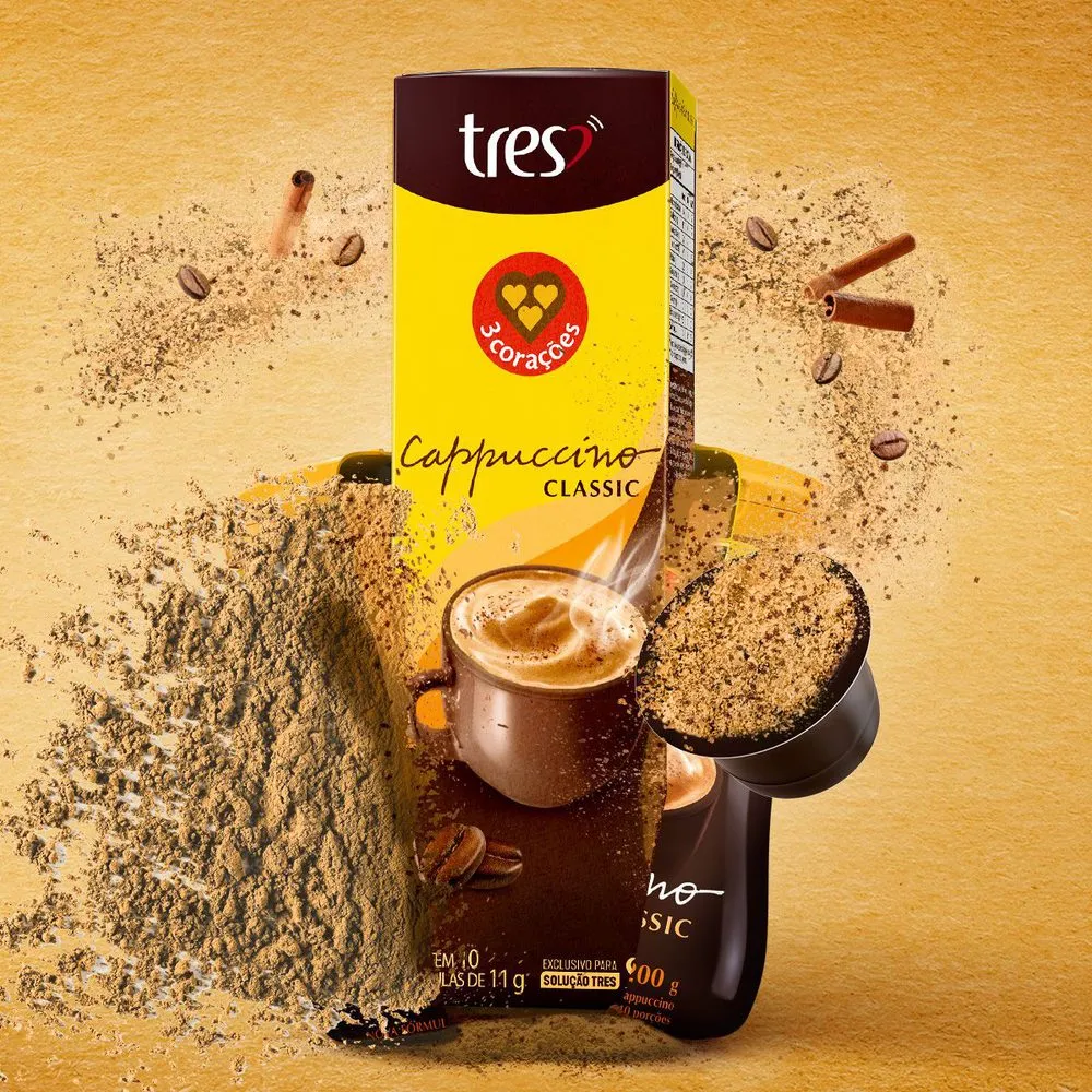 Cápsulas de Cappuccino Classic 3 Corações Tres com 10 Cápsulas de