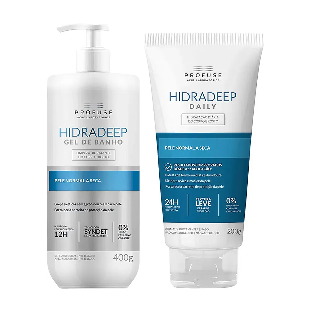 Kit Hidradeep Gel de Banho 400g e Leve por R$19,90 Hidradeep Daily Loção Hidratante 200g