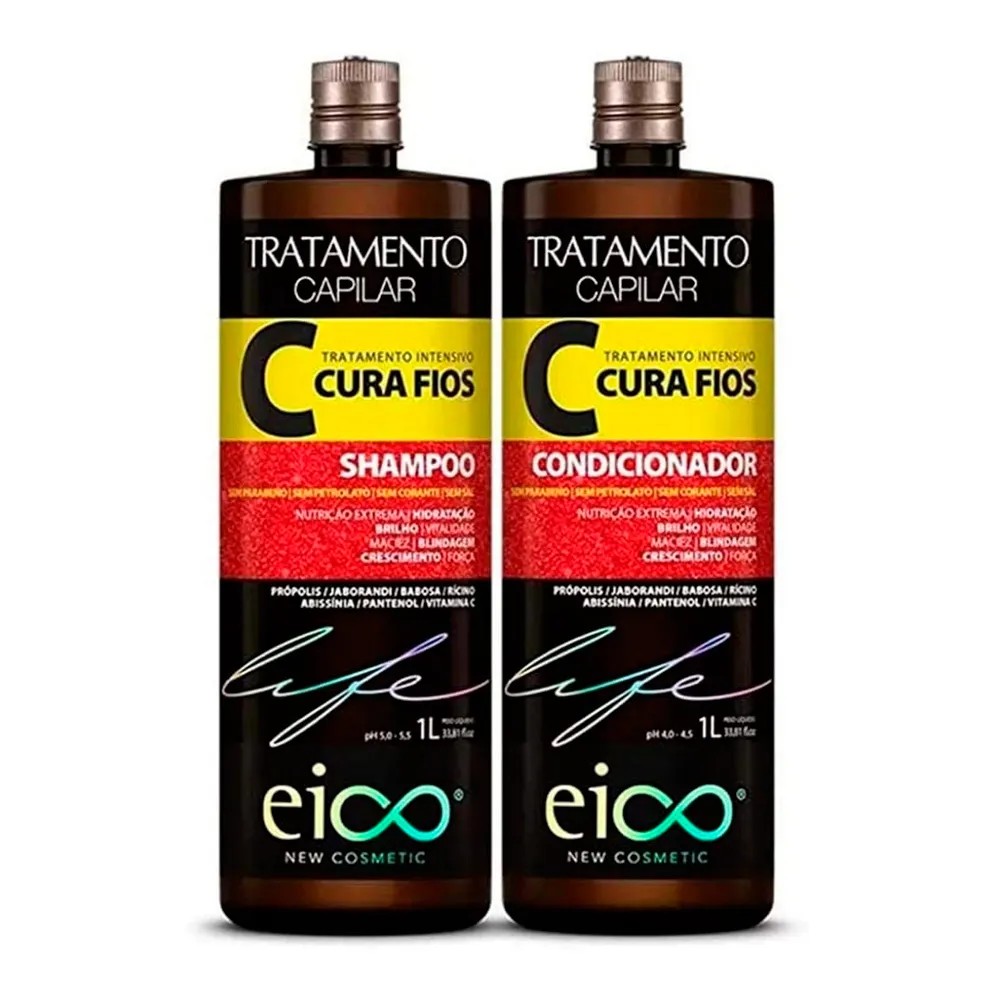 Kit Shampoo + Condicionador Eico Life Cura Fios 1 Litro cada