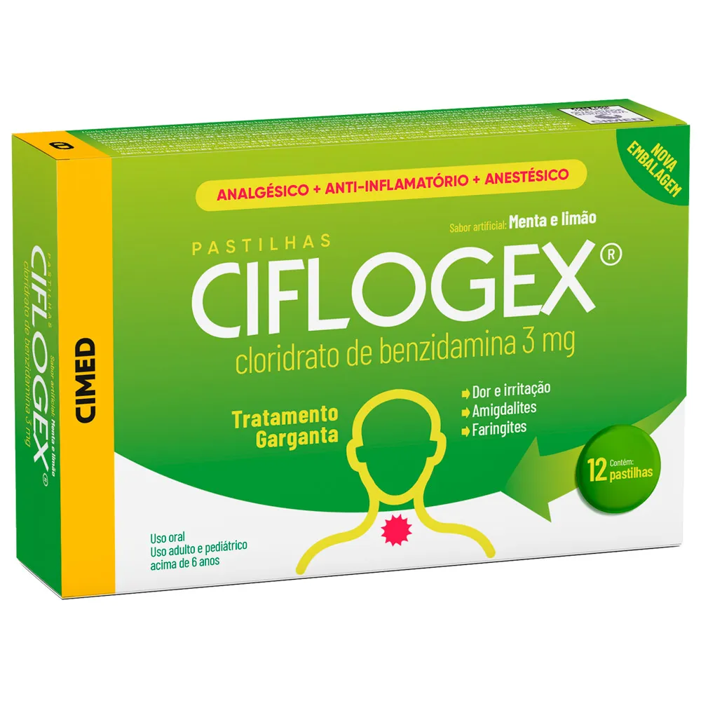 Ciflogex Pastilhas Sabor Menta Limão com 12 Unidades