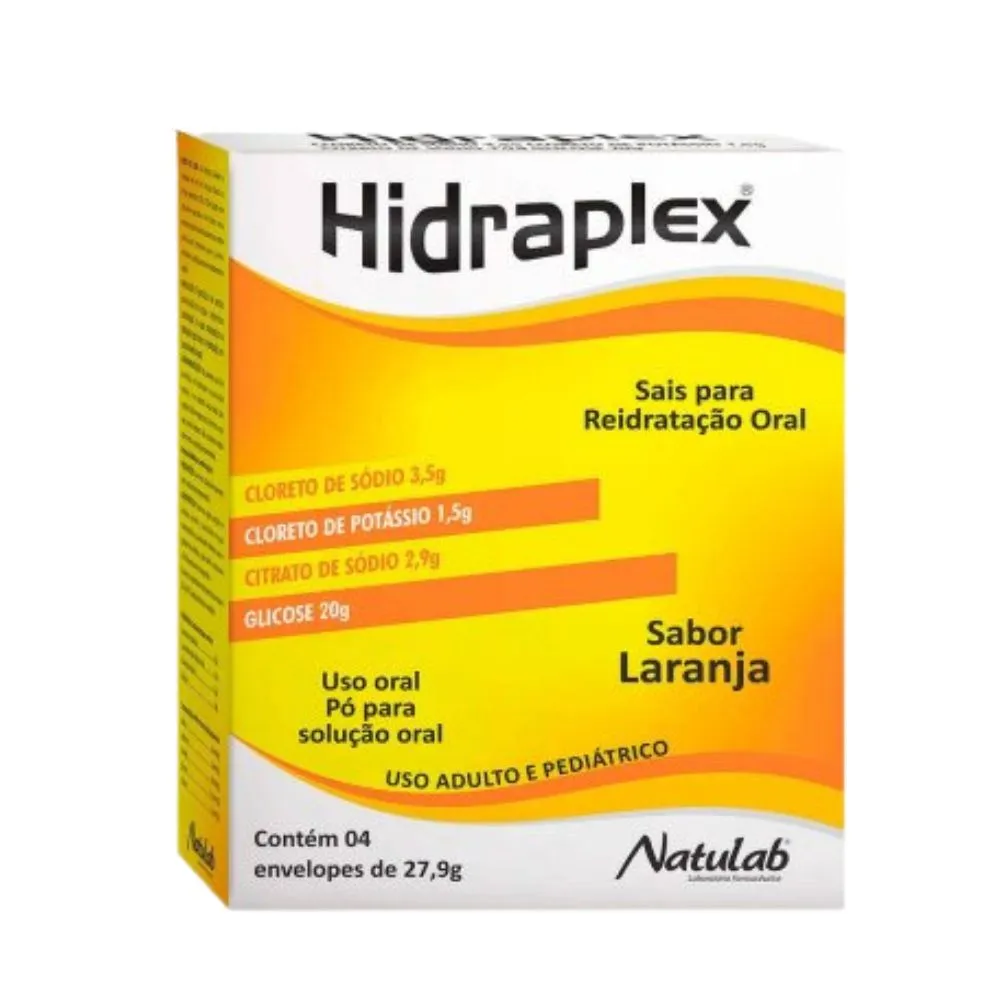 Hidraplex Reidratante Pó para Solução Oral Sabor Laranja com 4 Envelopes de 27,9g cada