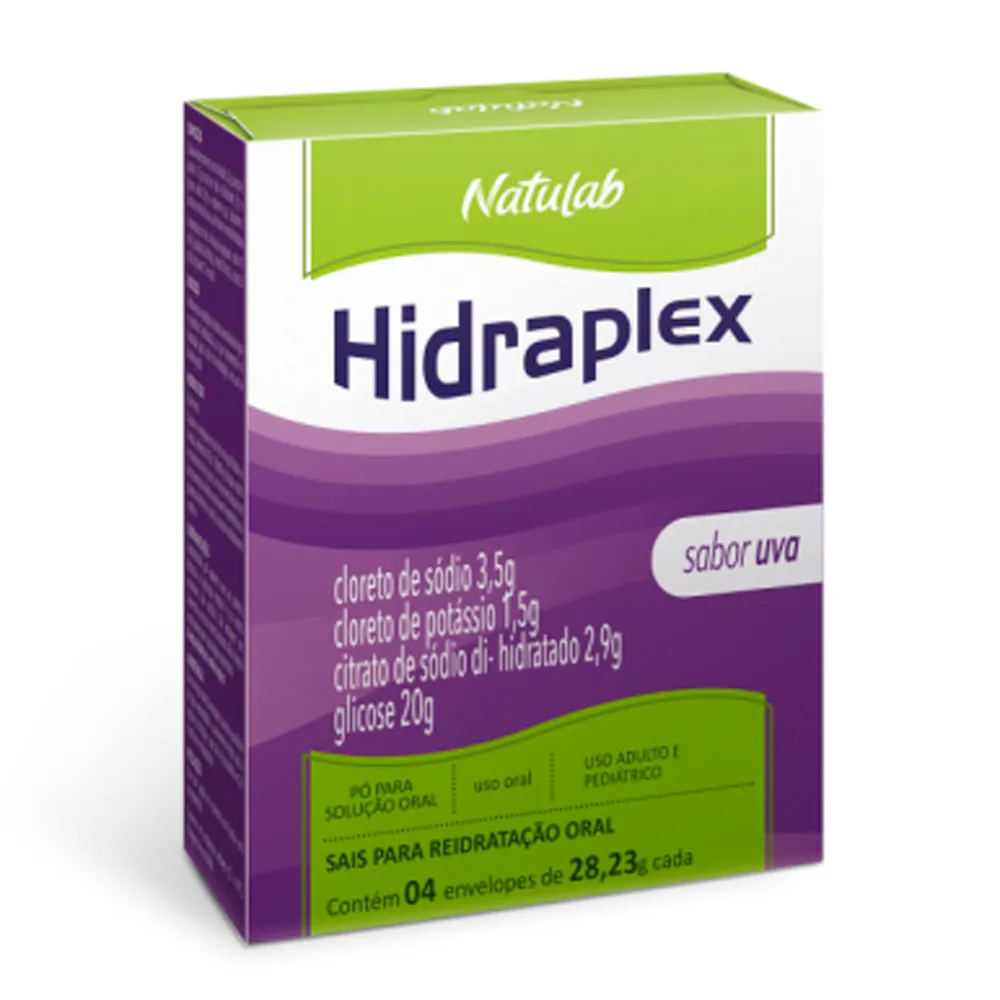 Hidraplex Reidratante Pó para Solução Oral Sabor Uva com 4 Envelopes de 27,9g cada