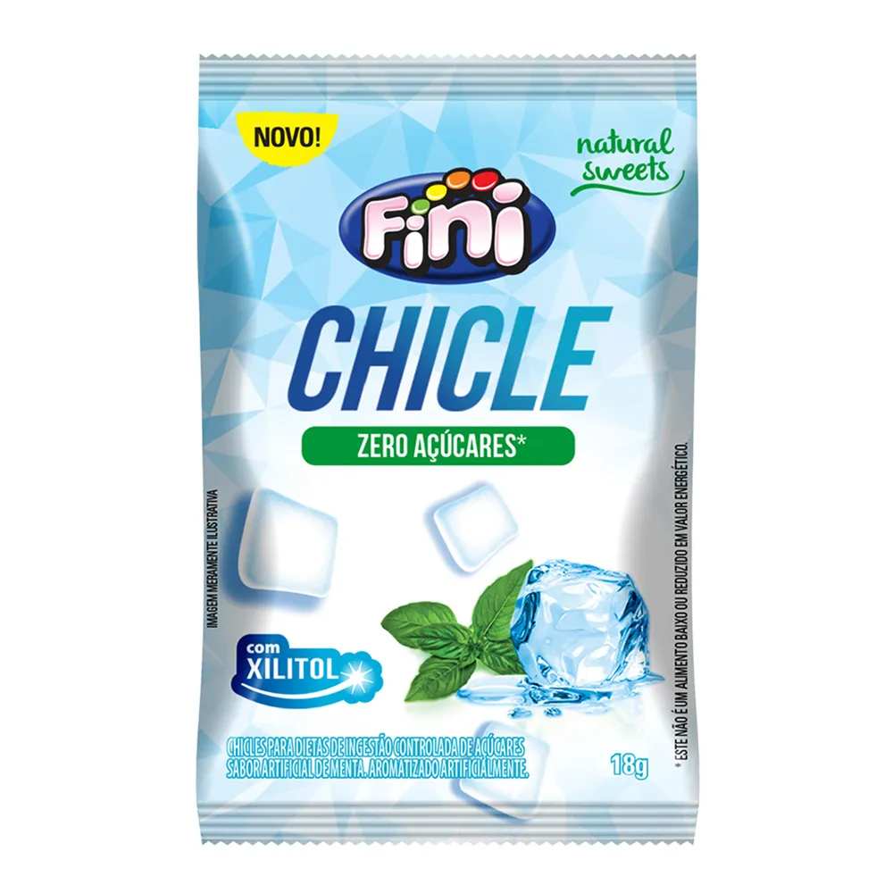 Chicle Fini Natural Sweets Sabor Menta Zero Açúcar 18g