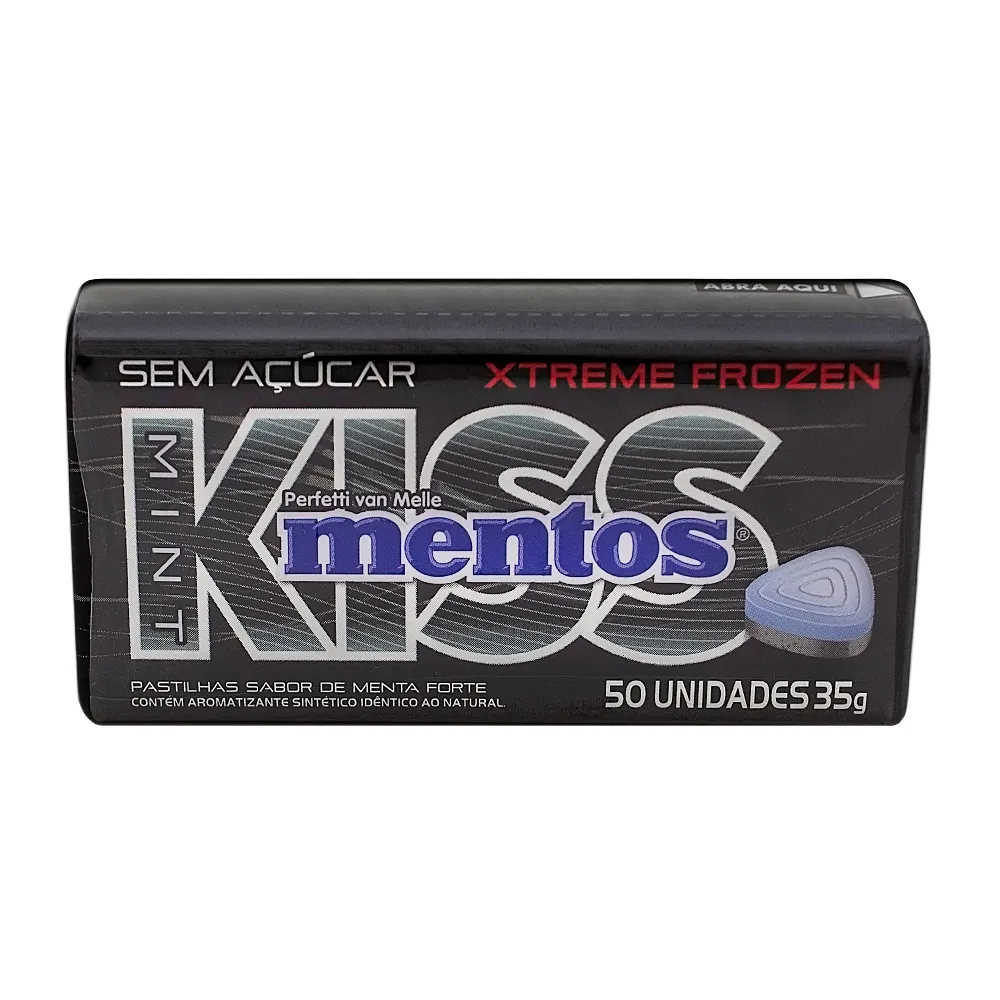 Balas Mentos Kiss Xtreme Frozen Sabor Menta Forte sem Açúcar com 35g