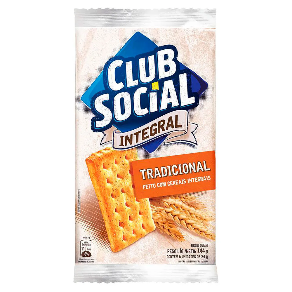 Biscoito Salgado Club Social integral multipack 144g